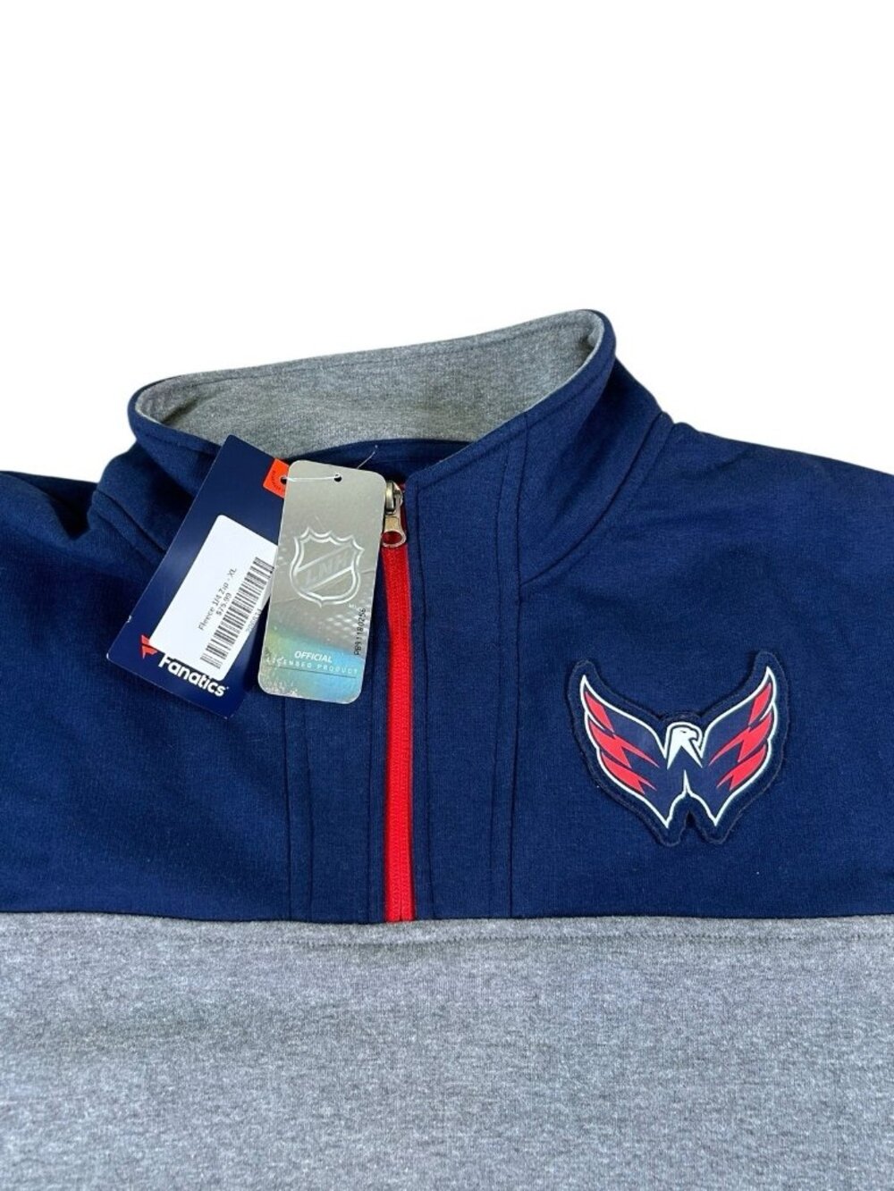NEW Washington Capitals 1/4 Zip Fleece Fanatics Licensed NHL Sz XL Blue Hockey